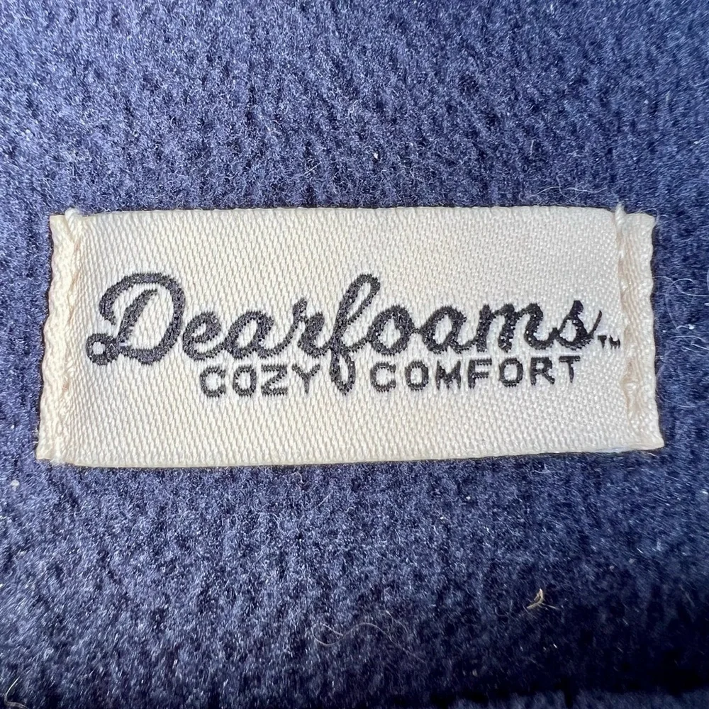 DEARFOAMS COZY COMFORT MEN’S BLUE/TAN STRIPED NOTCH CLOG SLIPPER NWT
